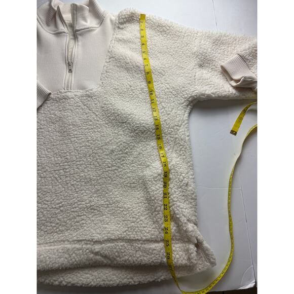 Aerie White Sherpa Fleece Half Zip Pullover - Size XL white - Picture 6 of 9